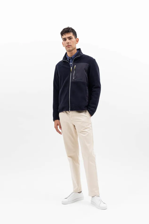 Men Norse Projects Outerwear Frederik Fleece Full Zip Jacket Dark Navy