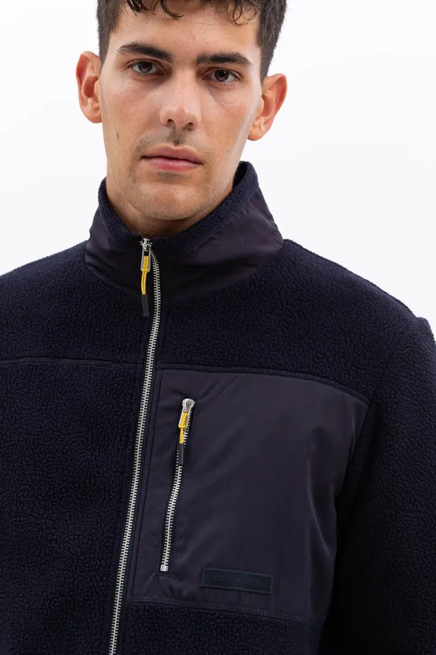 Men Norse Projects Outerwear Frederik Fleece Full Zip Jacket Dark Navy