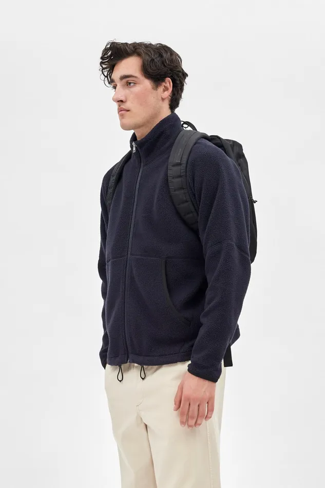 Men Norse Projects Outerwear Tycho Fleece Full Zip Jacket Dark Navy