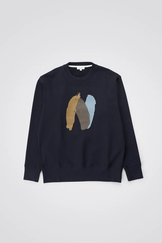 Men Norse Projects Sweatshirts Arne Paint N Logo Sweatshirt Dark Navy