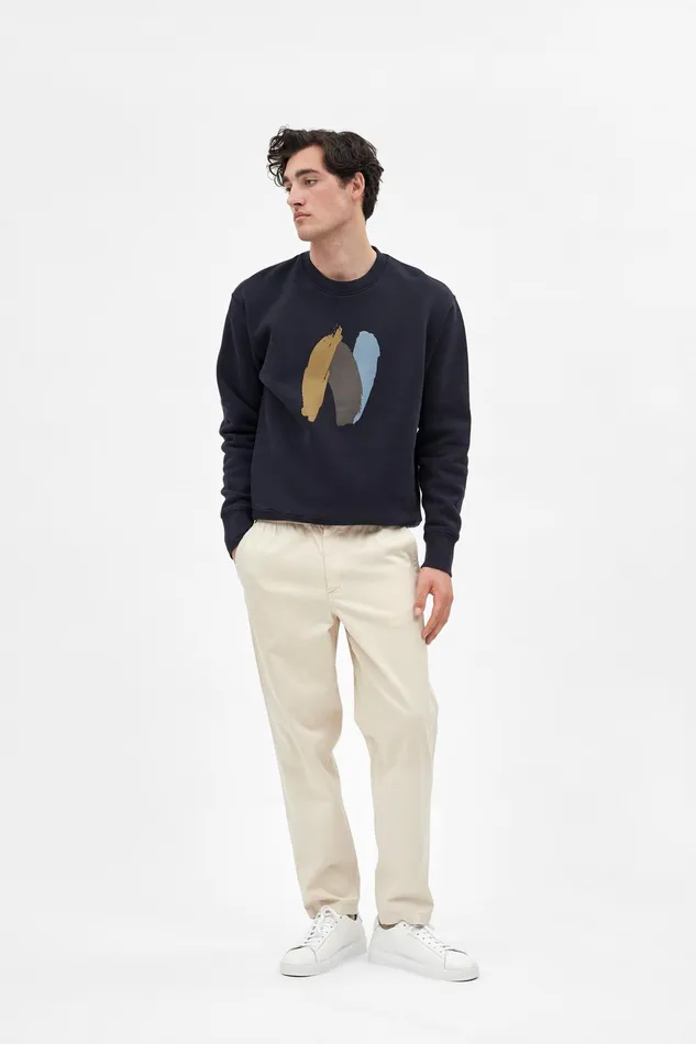 Men Norse Projects Sweatshirts Arne Paint N Logo Sweatshirt Dark Navy