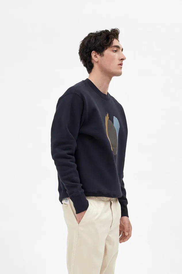 Men Norse Projects Sweatshirts Arne Paint N Logo Sweatshirt Dark Navy