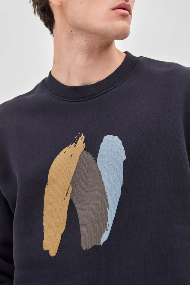 Men Norse Projects Sweatshirts Arne Paint N Logo Sweatshirt Dark Navy