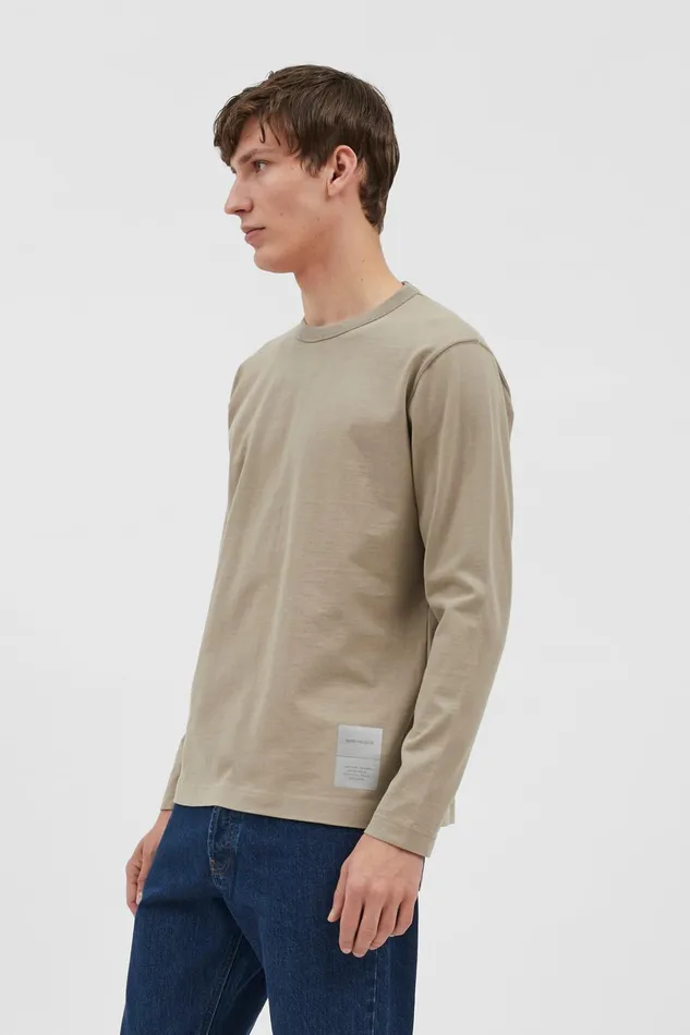 Men Norse Projects TShirts Holger Tab Series Reflective LS Sand