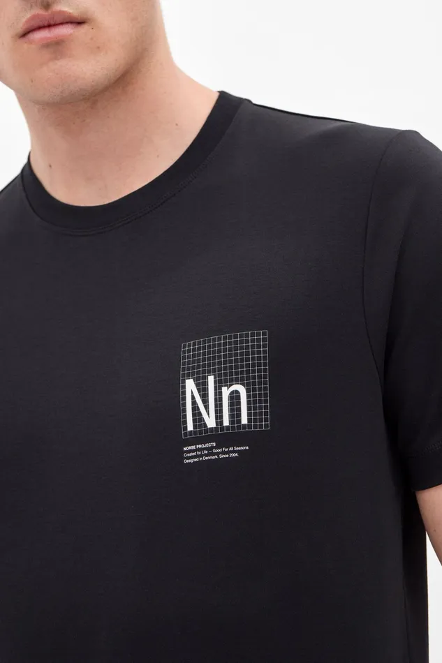 Men Norse Projects TShirts Jakob Interlock Nn Print TShirt Black