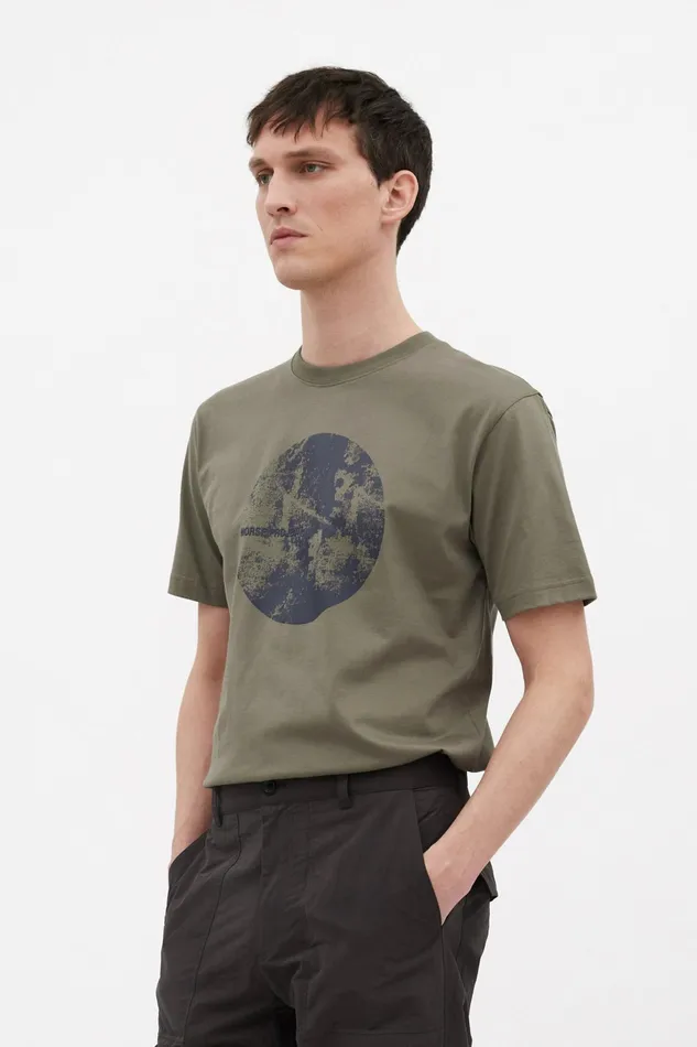 Men Norse Projects TShirts Johannes Organic Circle Print Tshirt Sediment Green