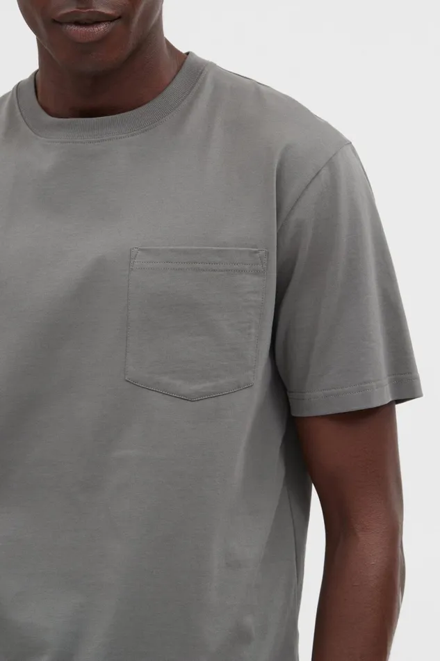 Men Norse Projects TShirts Johannes Standard Pocket SS Pewter