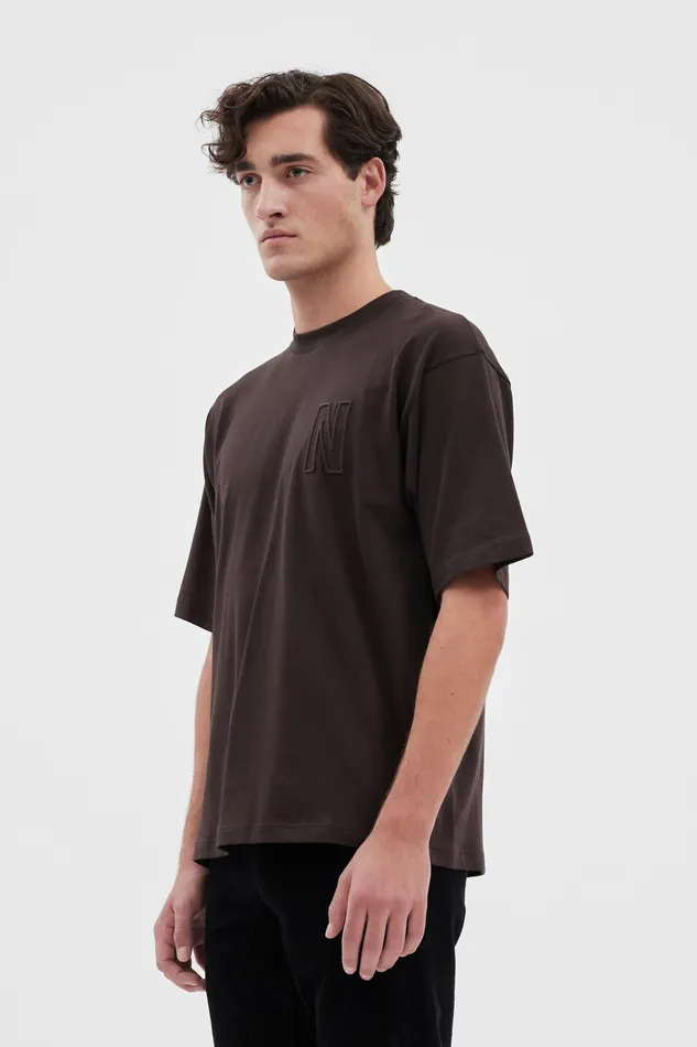 Men Norse Projects TShirts Simon Loose N Logo TShirt Espresso