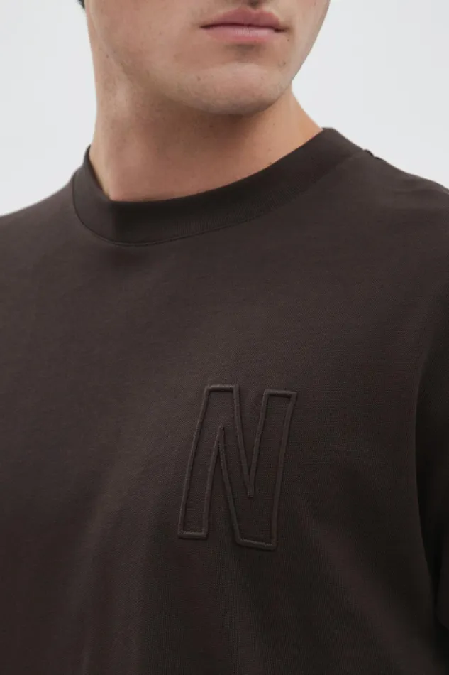 Men Norse Projects TShirts Simon Loose N Logo TShirt Espresso