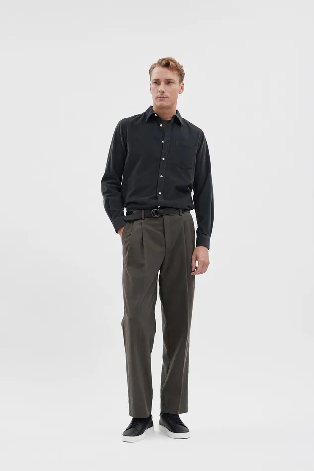 Men Norse Projects Trousers Benn Relaxed Pleated Trouser Beech Green