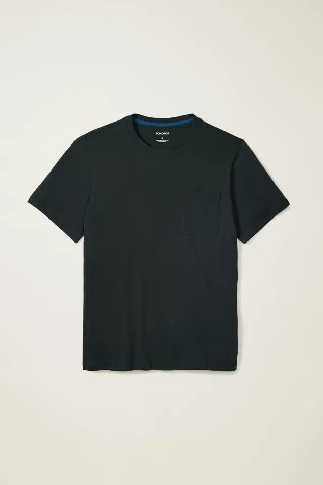 Men Organic Cotton Pocket Tee Black Bonobos Short Sleeve Tees