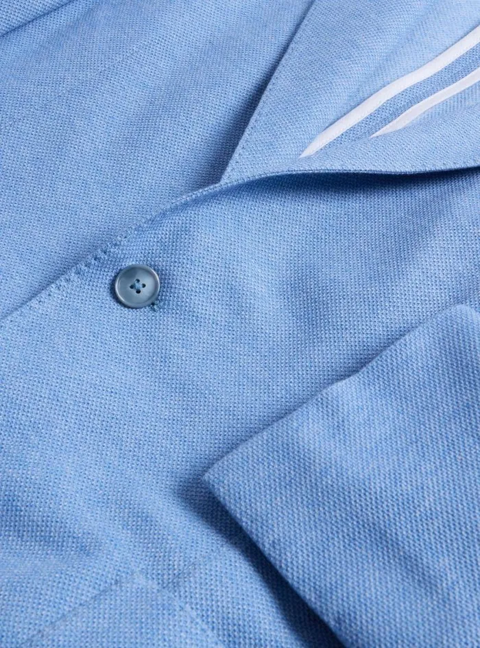 Men Paul Stuart Blazers and Jackets Cotton Pique Jacket Mid Blue