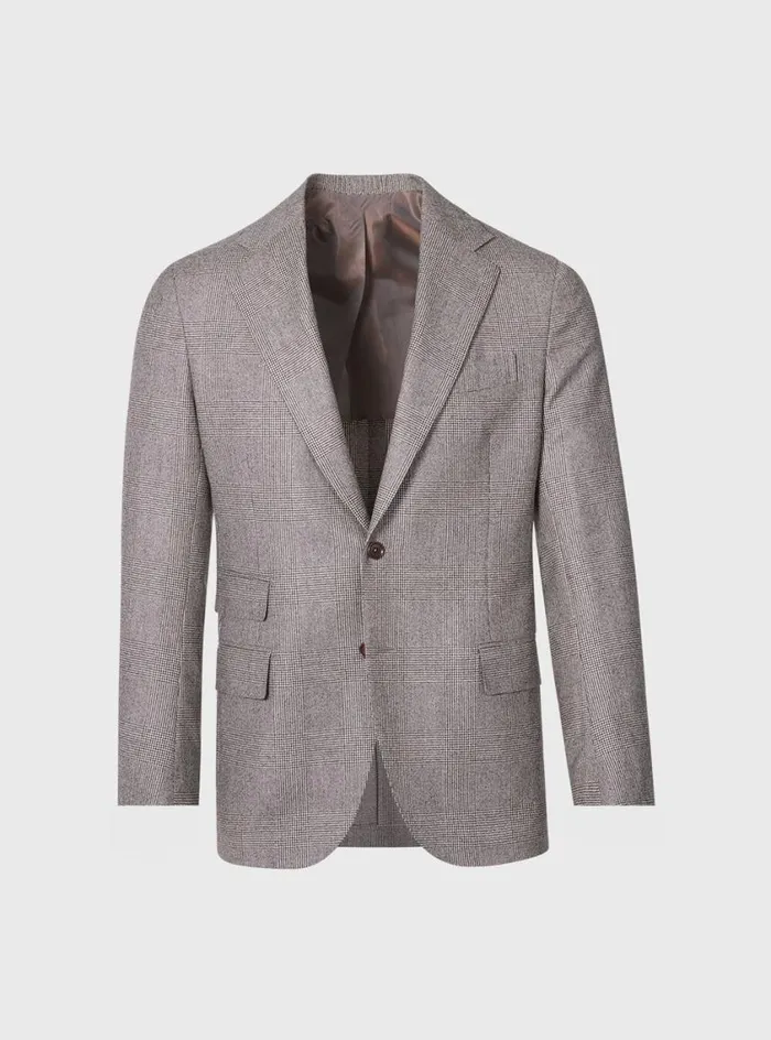 Men Paul Stuart Blazers and Jackets Glen Plaid Wool Suit Brown