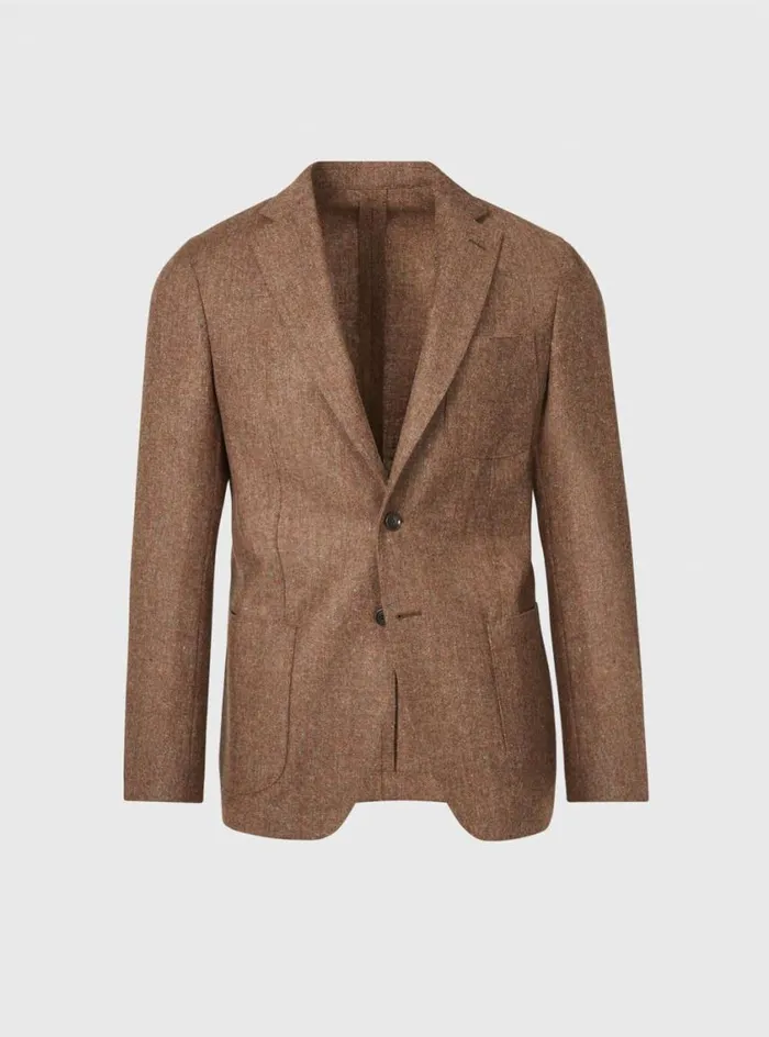 Men Paul Stuart Blazers and Jackets Shetland Wool Tweed Jacket Brown