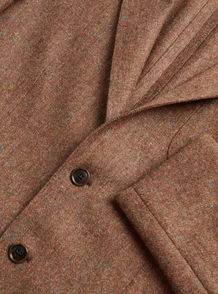 Men Paul Stuart Blazers and Jackets Shetland Wool Tweed Jacket Brown