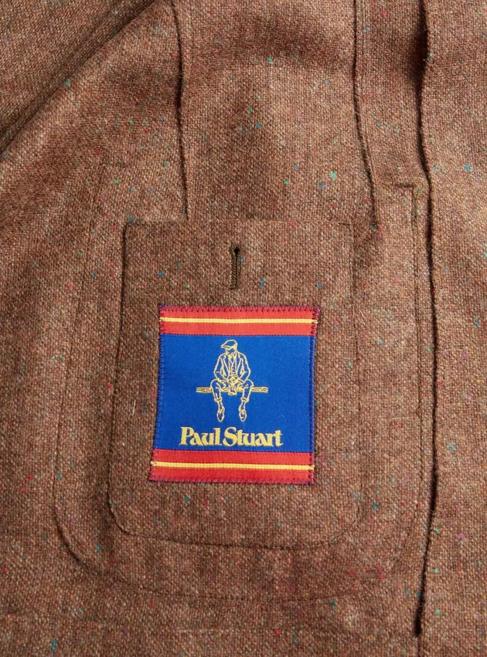 Men Paul Stuart Blazers and Jackets Shetland Wool Tweed Jacket Brown