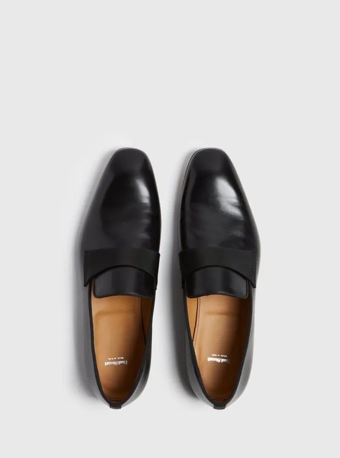 Men Paul Stuart Evening Heron Patent Leather Formal SlipOn Black Calf