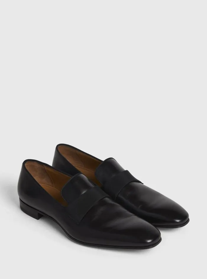 Men Paul Stuart Evening Heron Patent Leather Formal SlipOn Black Calf