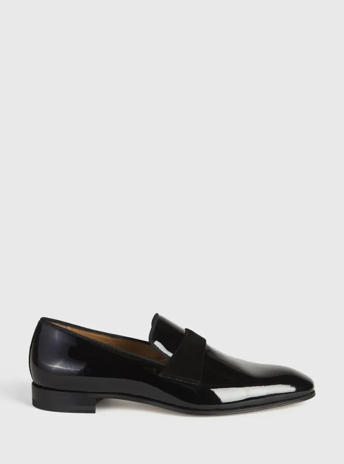 Men Paul Stuart Evening Heron Patent Leather Formal SlipOn Black Patent