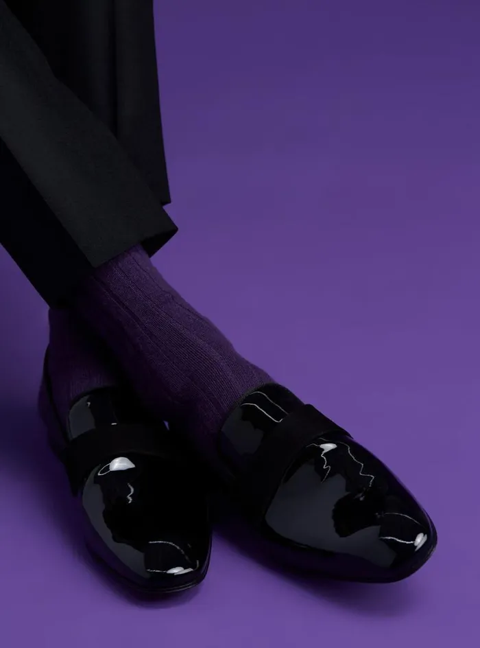 Men Paul Stuart Evening Heron Patent Leather Formal SlipOn Black Patent