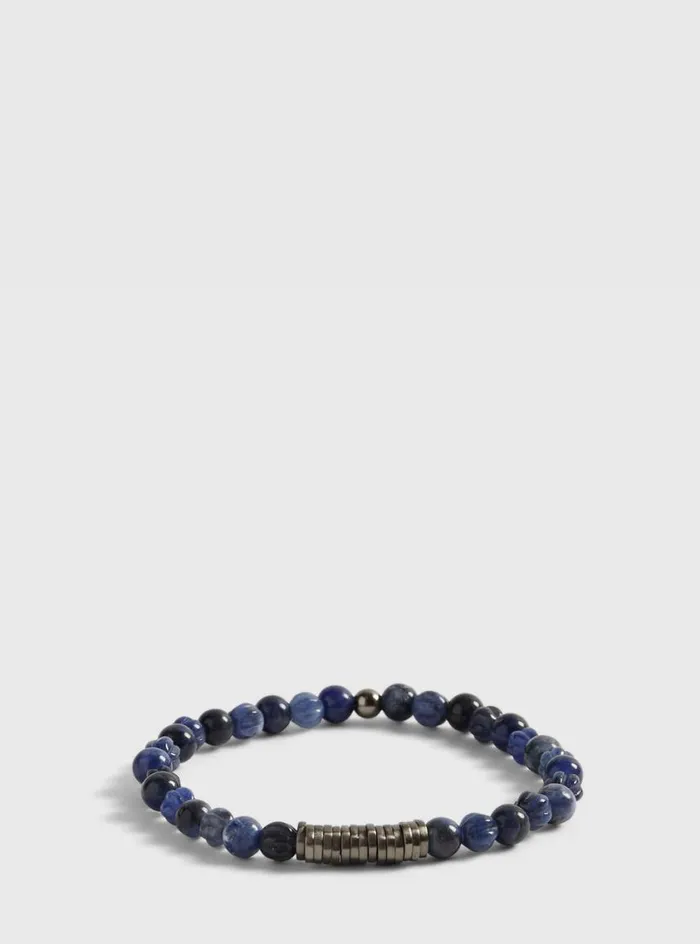 Men Paul Stuart Jewelry Blue Sodalite Beads With Black Rhodium Plated Sterling Silver Blue Men Paul Stuart Jewelry Blue Sodalite Beads With Black Rhodium Plated Sterling Silver Blue
