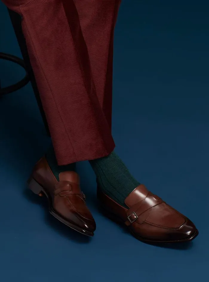 Men Paul Stuart Loafers Gideon Single Monk Loafer Brown