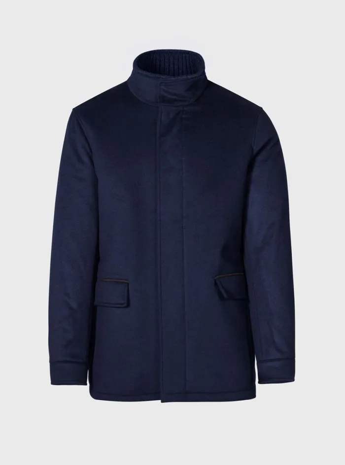 Men Paul Stuart Outerwear Cashmere Car Coat Midnight