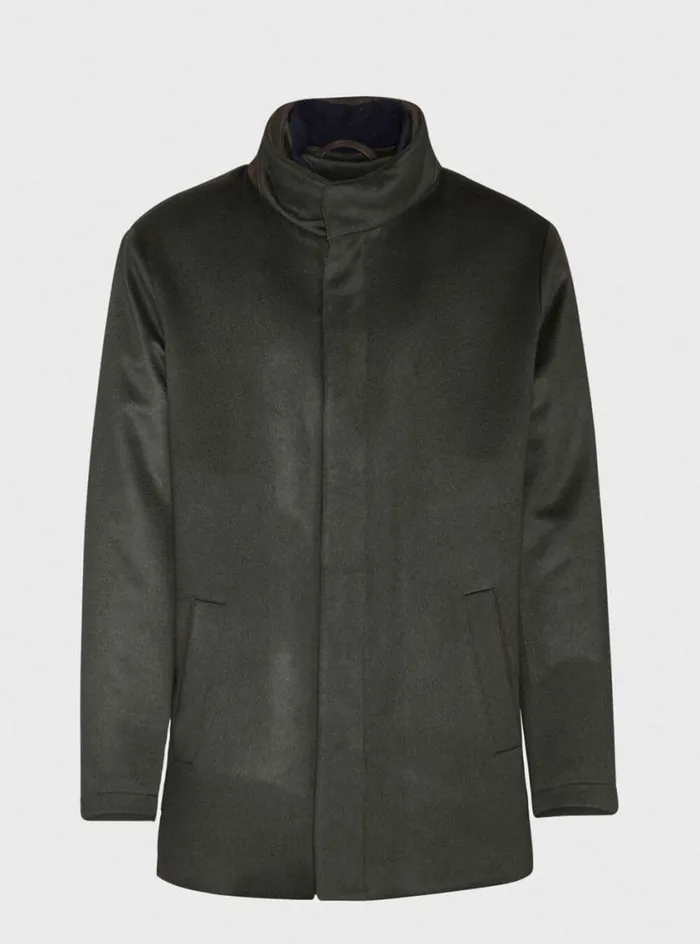 Men Paul Stuart Outerwear Cashmere Car Coat Olive