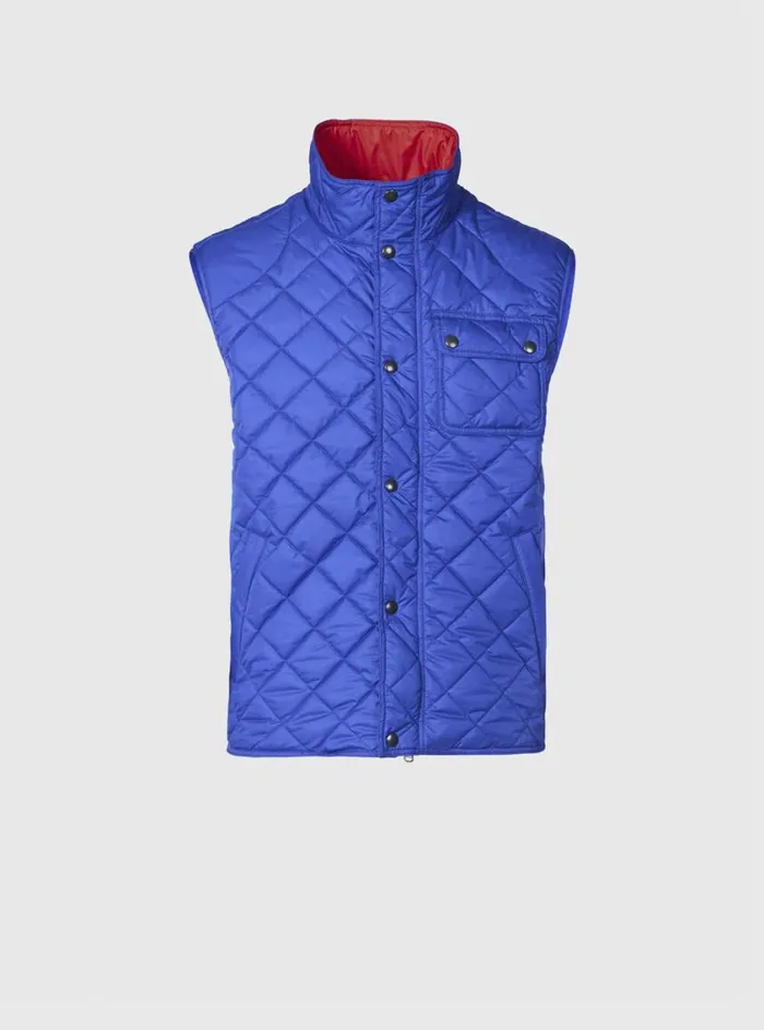 Men Paul Stuart Outerwear Diamond Quilted Vest Royal Blue