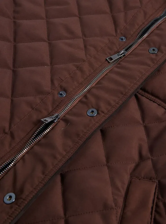 Men Paul Stuart Outerwear Diamond Quilted Vest Tobacco