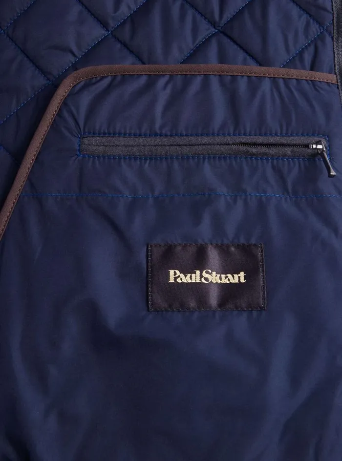 Men Paul Stuart Outerwear Quilted Wool Flannel Vest Royal Blue