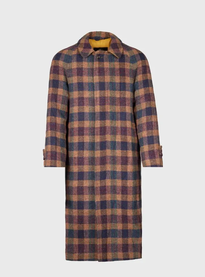 Men Paul Stuart Outerwear Shetland Wool ALine Coat Multi