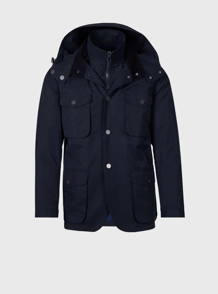 Men Paul Stuart Outerwear Technical Gaberdine Jacket Navy