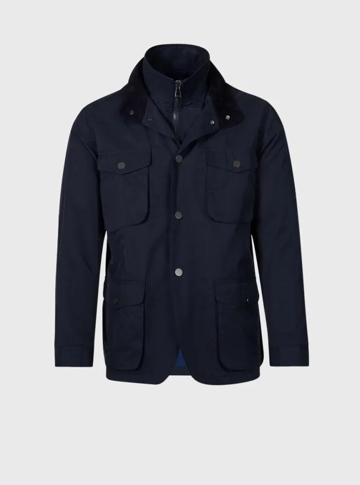 Men Paul Stuart Outerwear Technical Gaberdine Jacket Navy
