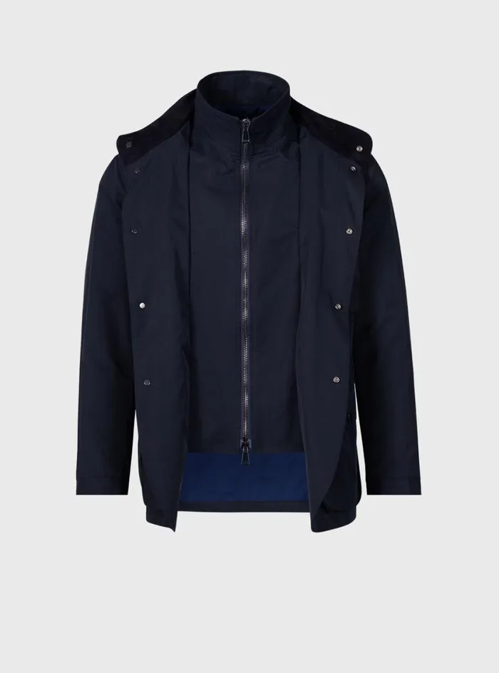 Men Paul Stuart Outerwear Technical Gaberdine Jacket Navy