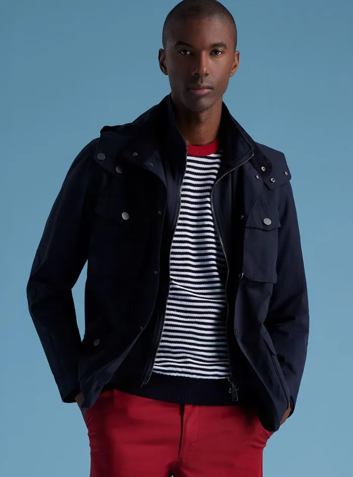 Men Paul Stuart Outerwear Technical Gaberdine Jacket Navy