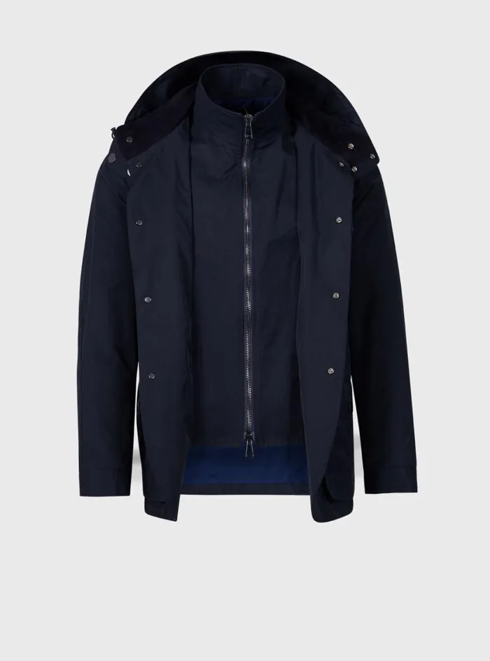 Men Paul Stuart Outerwear Technical Gaberdine Jacket Navy