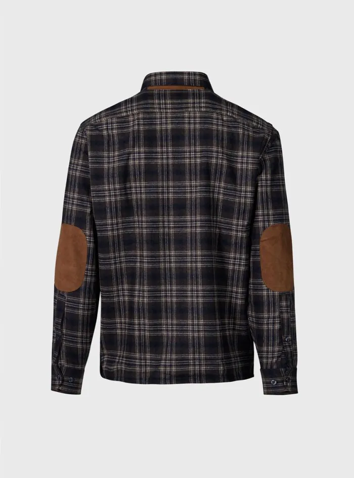 Men Paul Stuart Outerwear Wool Plaid Overshirt Brown