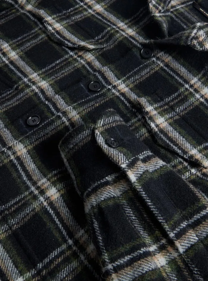 Men Paul Stuart Outerwear Wool Plaid Shirt Jacket Blackmulti