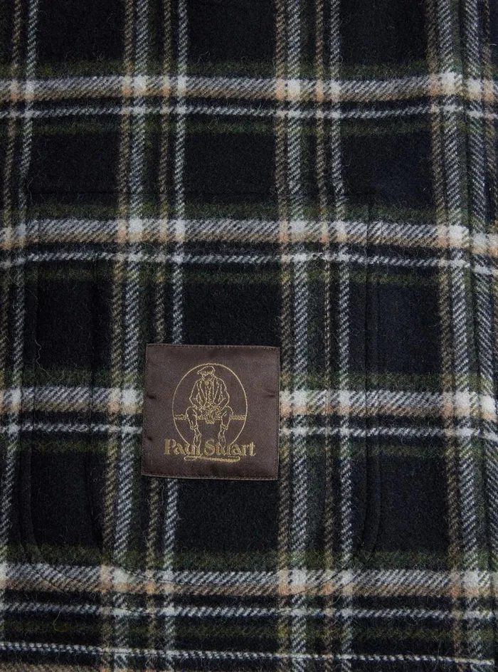 Men Paul Stuart Outerwear Wool Plaid Shirt Jacket Blackmulti