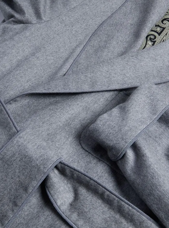 Men Paul Stuart Pajamas and Loungewear Grey Herringbone Robe Grey Men Paul Stuart Pajamas and Loungewear Grey Herringbone Robe Grey