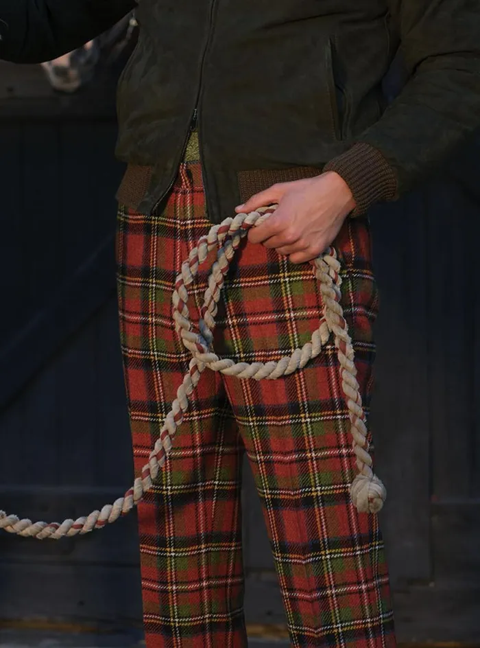 Men Paul Stuart Pants Anthony Wool Plaid Trouser Red