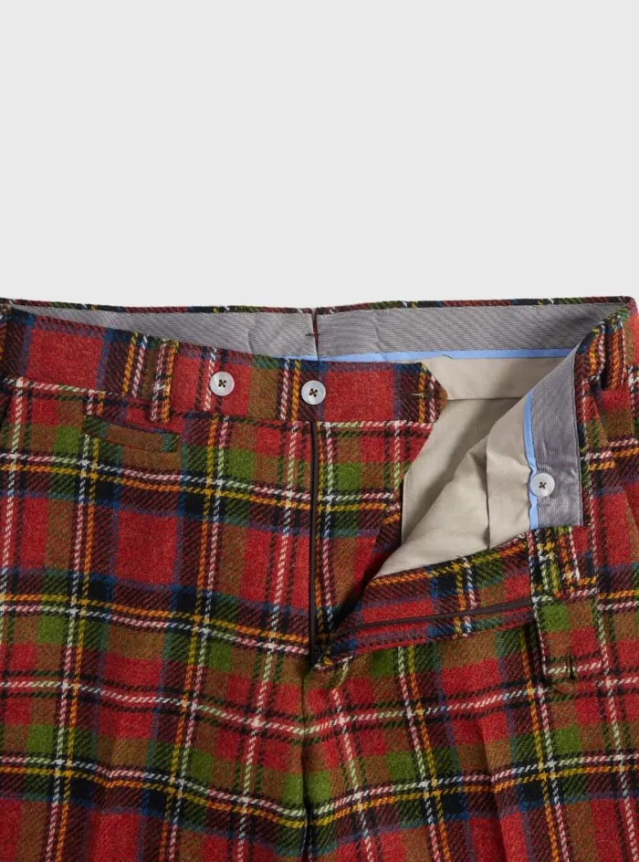 Men Paul Stuart Pants Anthony Wool Plaid Trouser Red