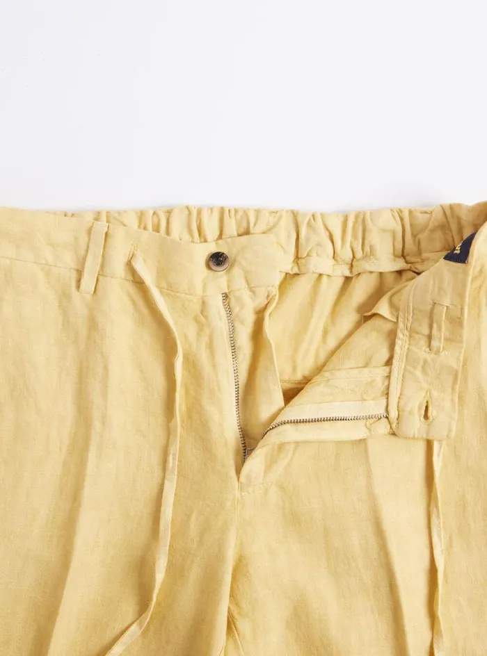 Men Paul Stuart Pants Linen Drawstring Trouser Yellow