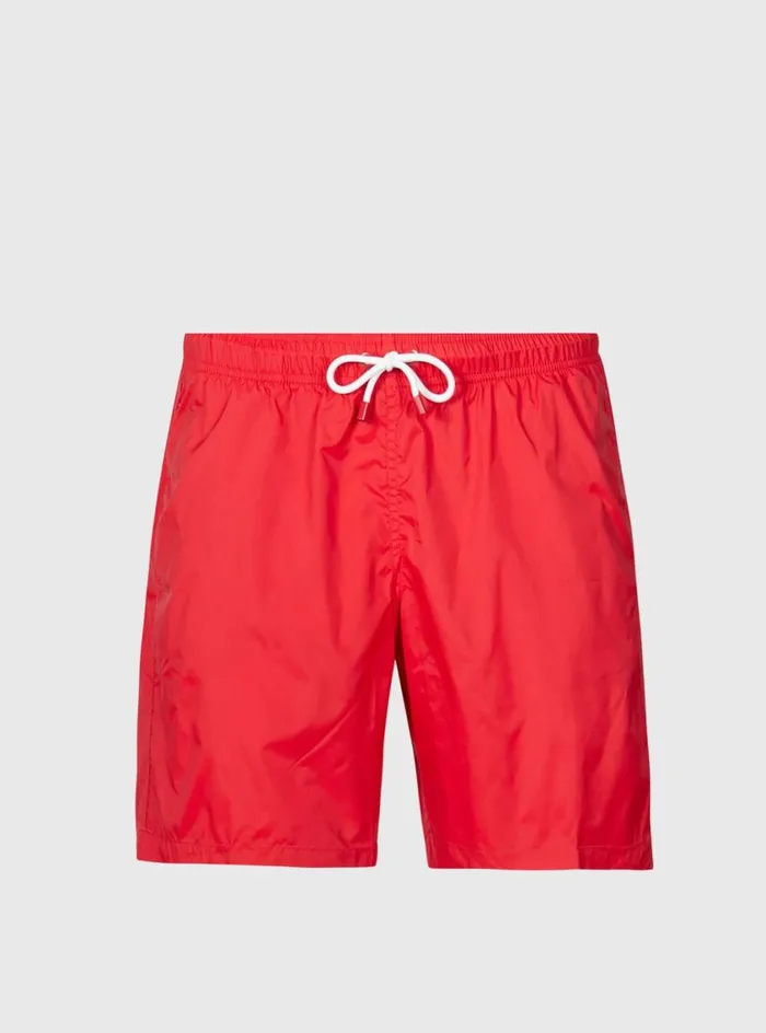 Men Paul Stuart Pants Nylon Solid Color Swim Trunk Red