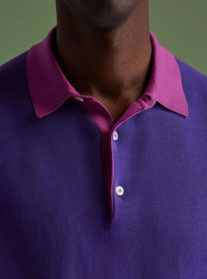 Men Paul Stuart Polos and TShirts Cotton Long Sleeve Polo Purple