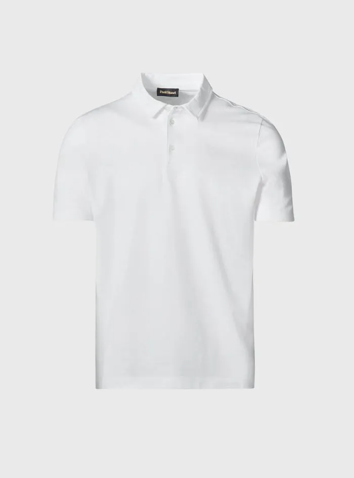 Men Paul Stuart Polos and TShirts Cotton Pique Short Sleeve Polo White