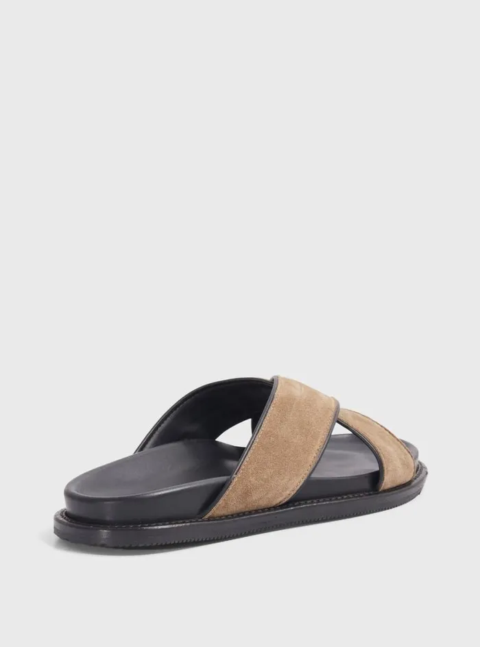 Men Paul Stuart Sandals Punta II Suede Crossover Slide Grey Men Paul Stuart Sandals Punta II Suede Crossover Slide Grey
