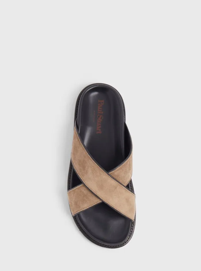 Men Paul Stuart Sandals Punta II Suede Crossover Slide Grey Men Paul Stuart Sandals Punta II Suede Crossover Slide Grey