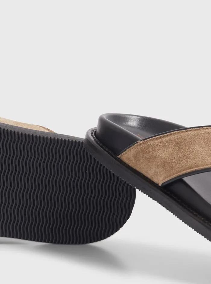 Men Paul Stuart Sandals Punta II Suede Crossover Slide Grey Men Paul Stuart Sandals Punta II Suede Crossover Slide Grey